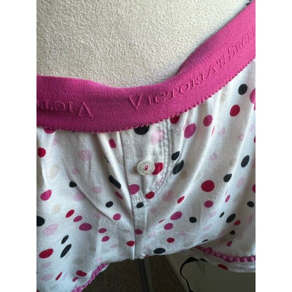 Victoria's Secret Long Sleeve White Pink Black Dots Cotton Pajama Shorts Set S - Picture 12 of 14